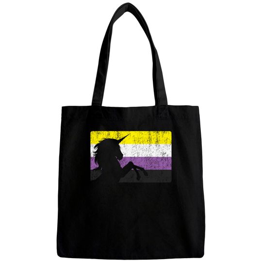 Nonbinary Pride Flag Bags Non-Binary Unicorn Pride Flag Vintage Nonbinary Gift