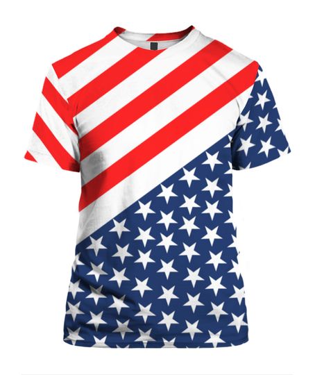 American Flag Shirt Short Sleeve Tops Scoop Neck Casual
