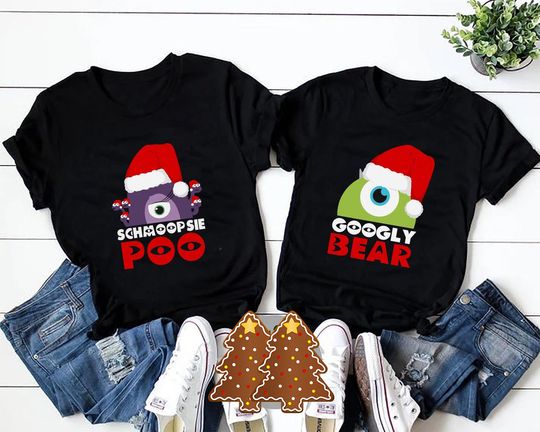 Googly Bear and Schmoopsie Poo Disney Christmas Couple Matching T Shirts