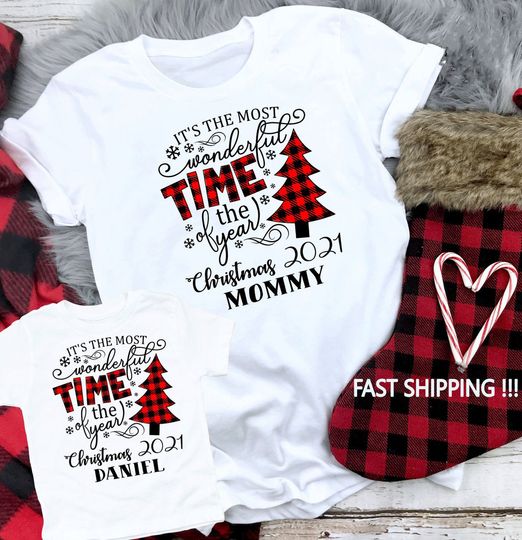 Most Wonderful Time Of The Year 2021 Personalized Christmas Family T-Shirt